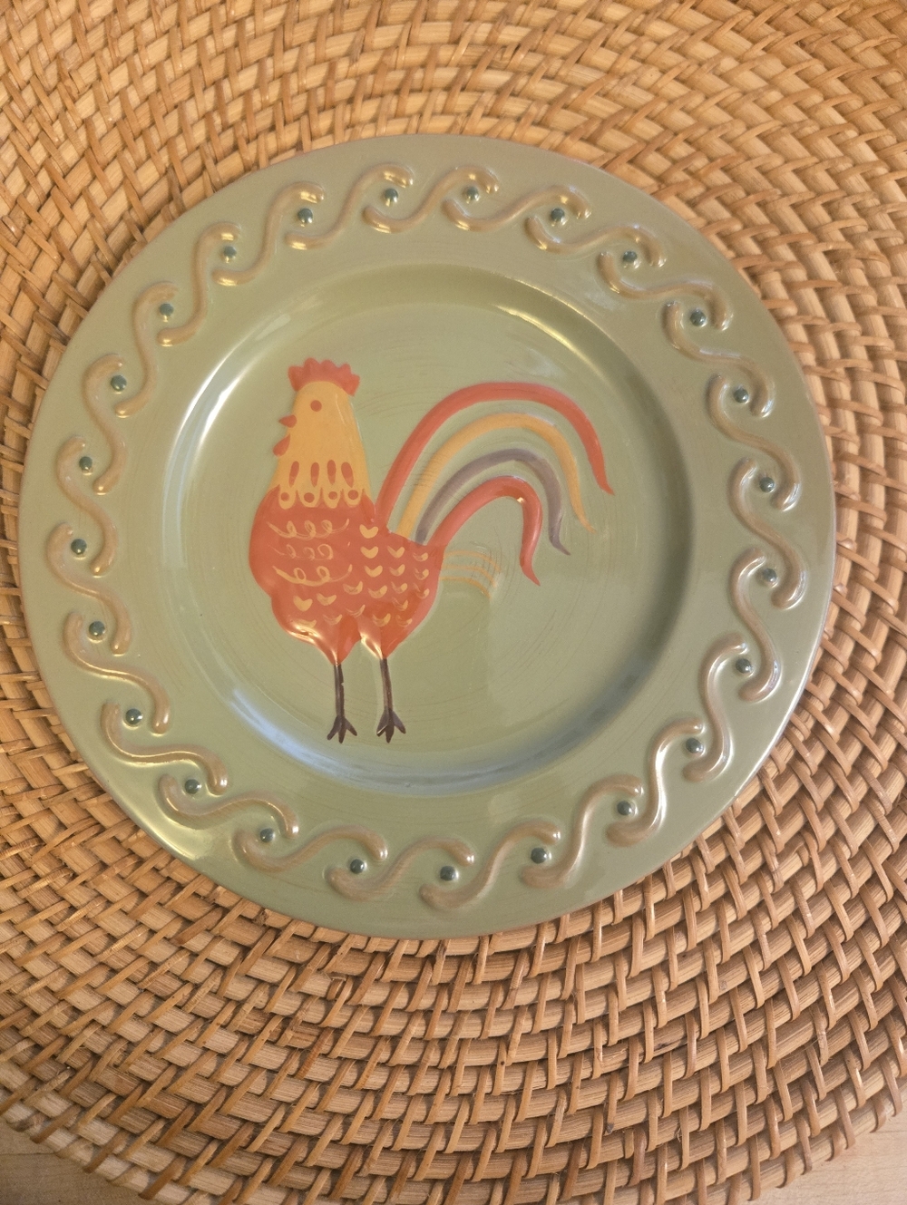 Vintage White Barn Candle Co Rooster Plate Ceramic Farmhouse Wall Decor 💜